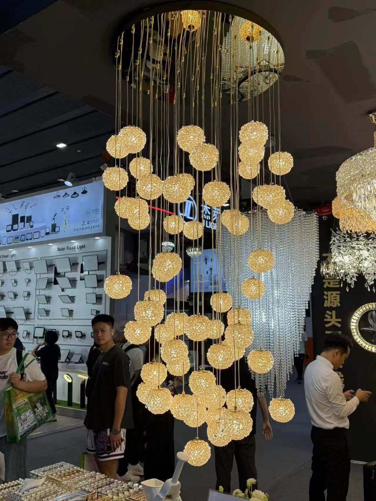 Afralia™ LED Glass Ball Chandelier for Staircase Duplex Villa Loft Hollow Living Room