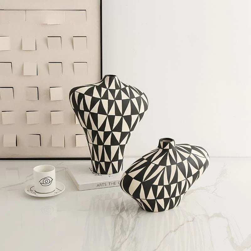 Afralia™ Geometric Diamond Ceramic Vase for Home Decoration and Flower Arrangement