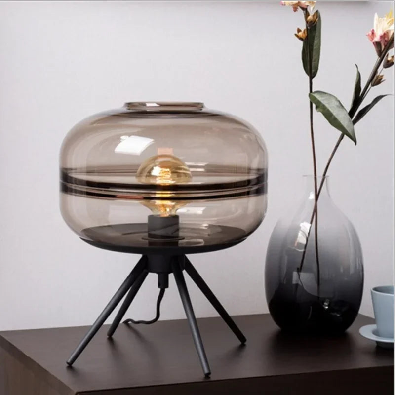 Afralia™ Glass & Metal Nordic Sofa Desk Lamp for Postmodern Bedroom & Living Room