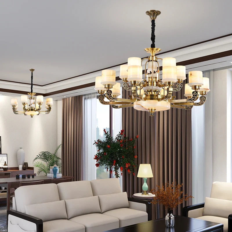 Afralia™ Zinc Alloy Jade Chandelier for Luxurious Living Spaces