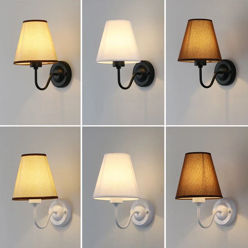 Afralia™ Fabric Lampshade Wall Sconce with LED Bulb for Home Decoration