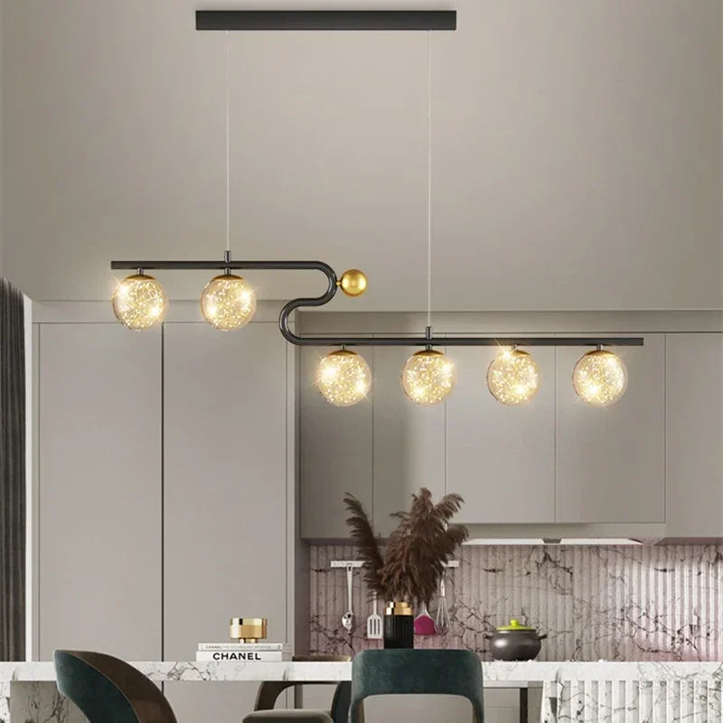 Afralia™ Glass Ball LED Chandelier Pendant for Dining Living Bedroom Kitchen