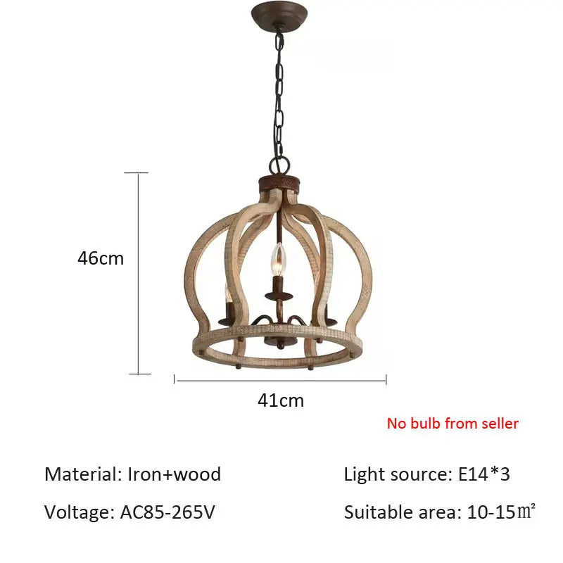 Afralia™ Solid Wood Chandelier: Vintage Farmhouse Hanging Lamp for Home, Kitchen, or Bedroom