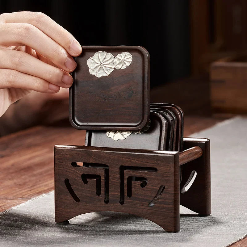 Afralia™ Wood Tea Coaster Set - Teacup Mat & Cup Holder for Tea Ceremony