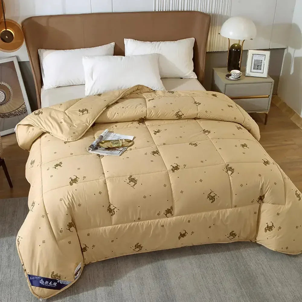 Afralia™ Camel Hair Quilted Blanket Comforter Single King Size