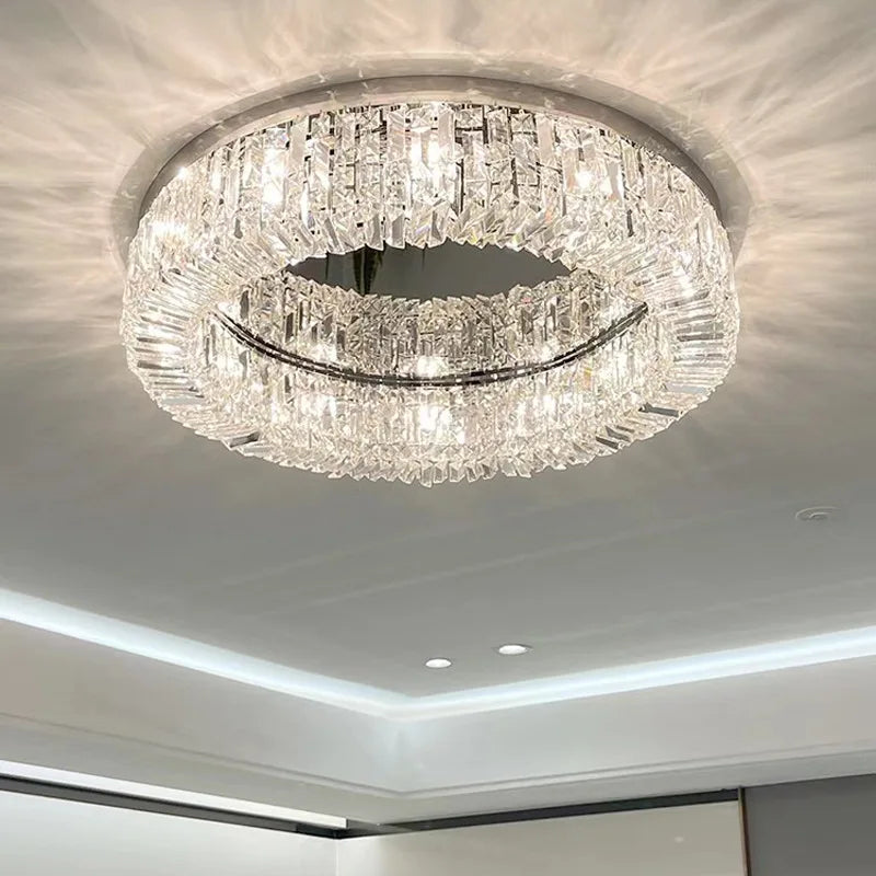 Afralia™ Crystal Ceiling Lamp: Modern Bedroom & Living Room LED Light Luxe Atmosphere