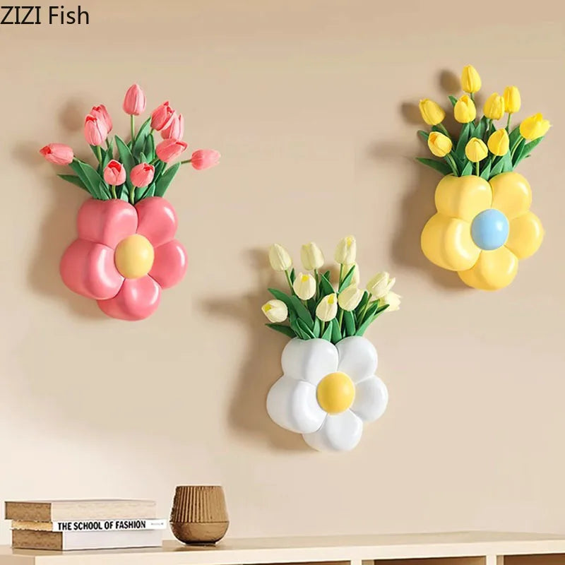 Afralia™ Cartoon Flower Vase: Desk & Wall Décor for Aesthetic Rooms