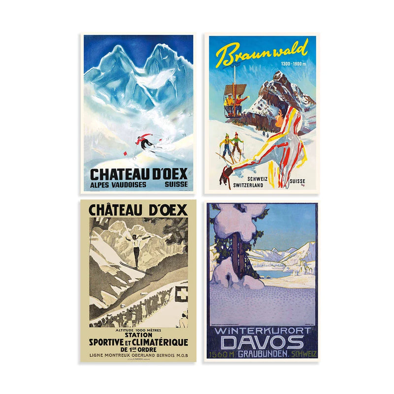 Afralia™ Vintage Ski Poster - Braunwald Arosa Terminillo Le Hohwald Zermatt Rigi Adelboden