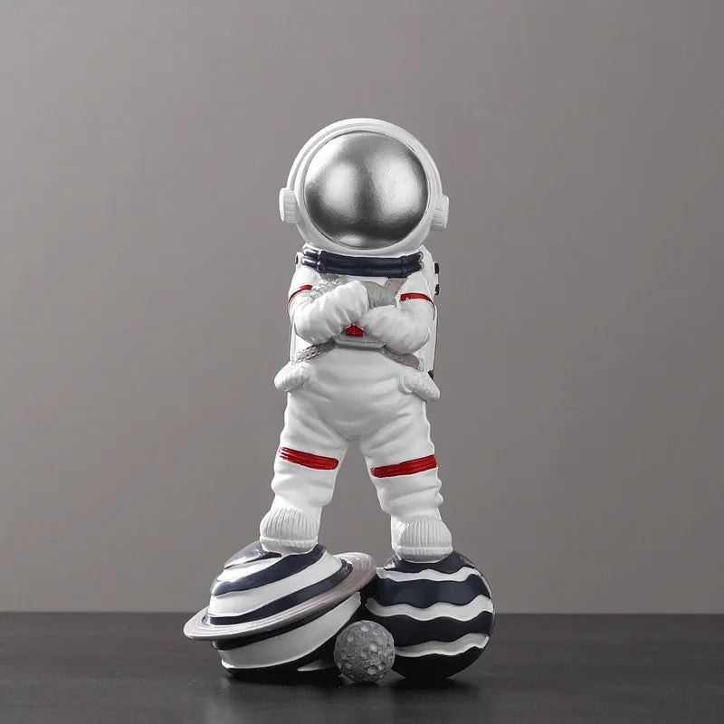 Afralia™ Astronaut Figurine Abstract Sculpture Gold Color for Modern Home Decor