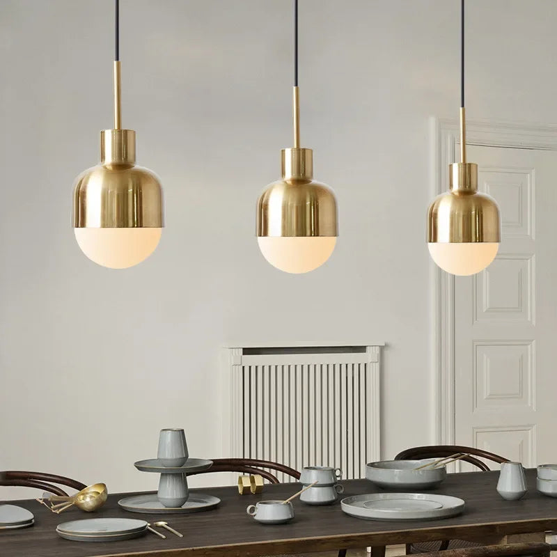 Afralia™ Gold Iron Led Pendant Lights for Kitchen Dining Room, Modern Luminaire Hanging Lamps