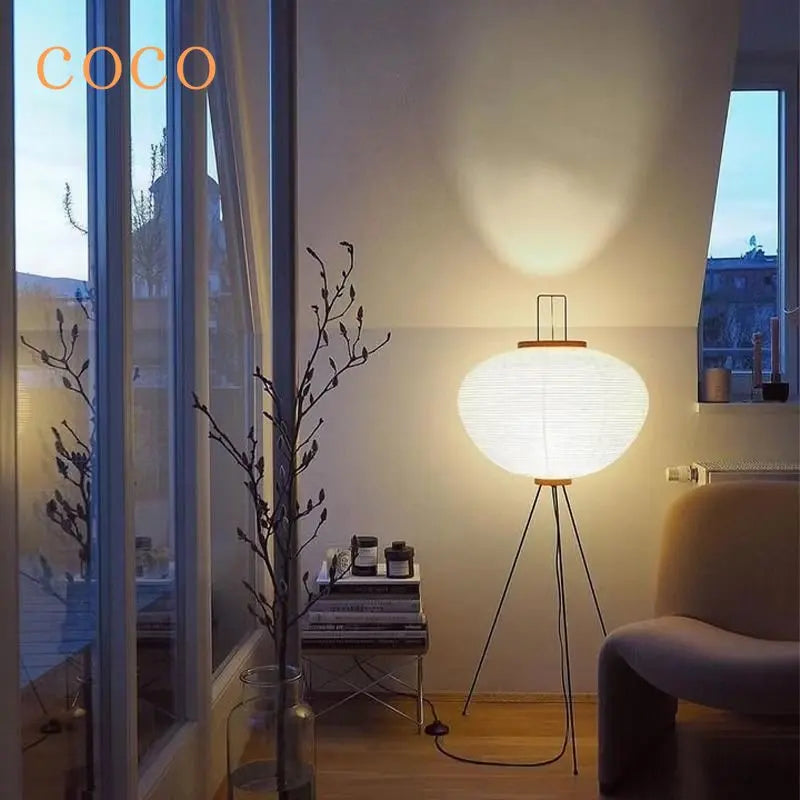 Afralia™ Noguchi Isamu Rice Paper Floor Lamp - Simple Designer Light Fixture