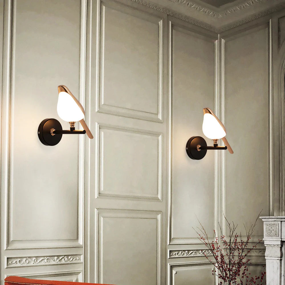 Afralia™ Bird Wall Light Night Modern Fixture Iron Lamp Living Room LED