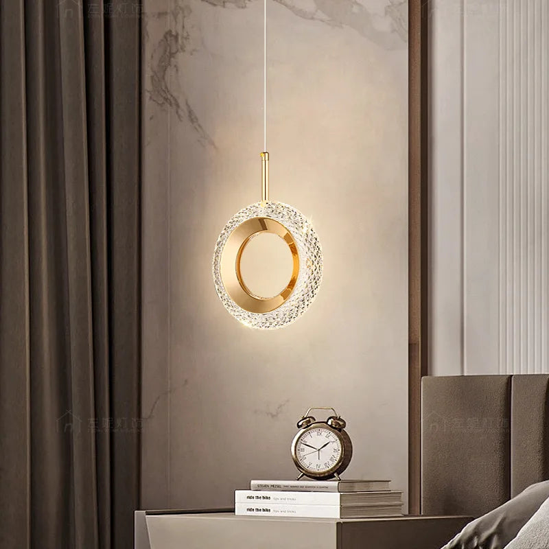 Afralia™ Nordic Crystal LED Pendant Lamp: Modern Chandelier for Bedroom and Living Room