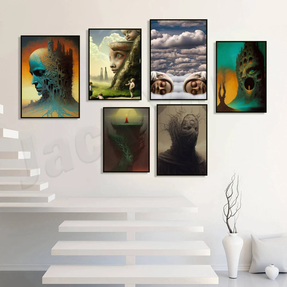 Afralia™ Zdzisław Beksiński Poster, Polish Surreal Gothic Art Prints for Dark Home Decor