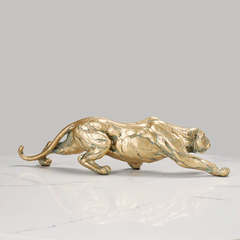 Afralia™ Cheetah Panther Leopard Figurine Sculpture Desktop Decor Ornaments Gift