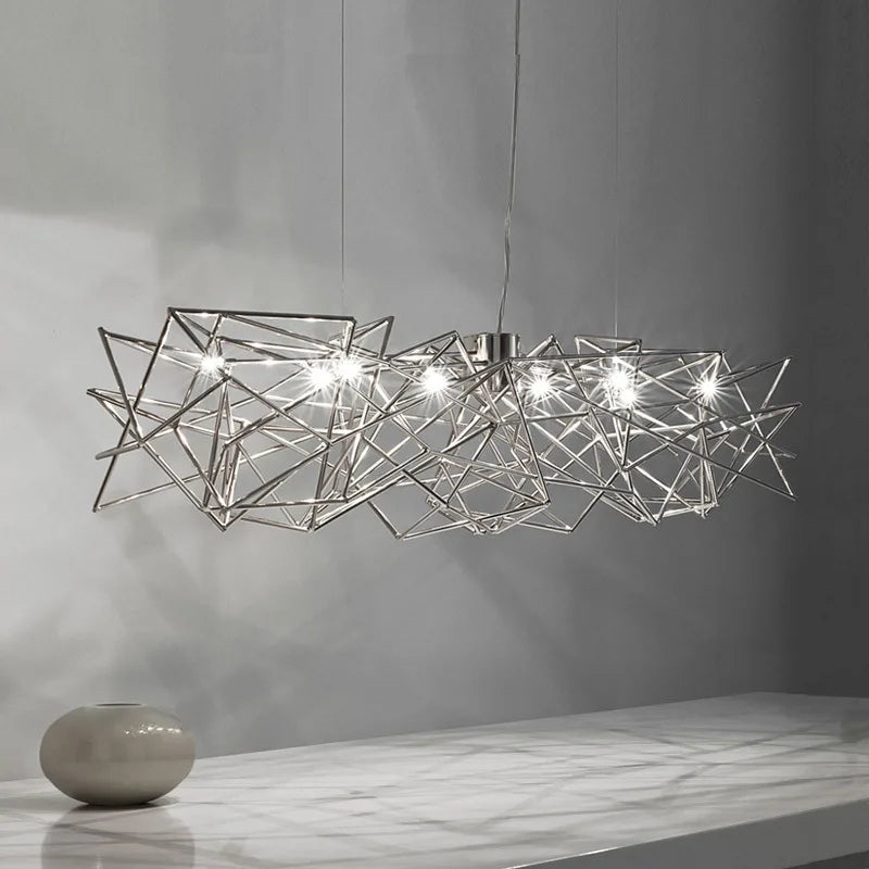 Afralia™ Silver LED Stainless Steel Chandelier Modern Luxury Art Hanging Light