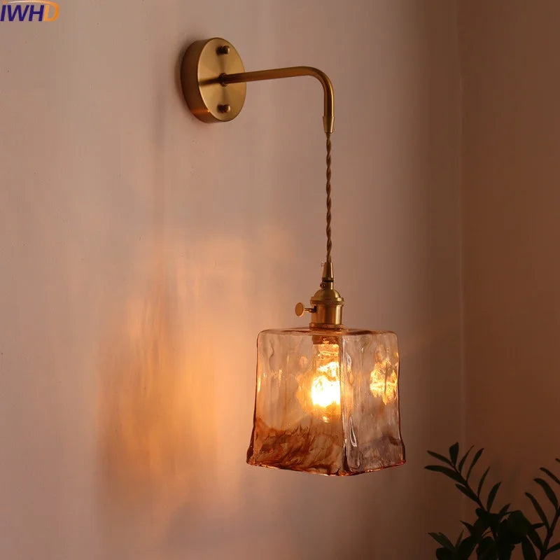 Afralia™ Amber Glass LED Wall Lamps for Living Room and Bathroom Mirror Lighting