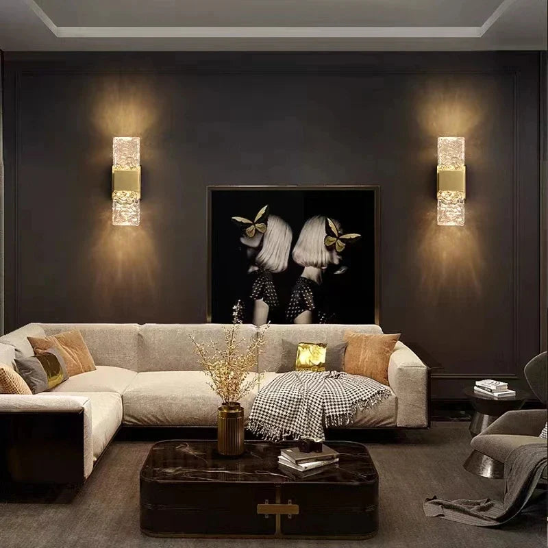 Afralia™ Crystal Nordic LED Wall Lamps | Modern Corrugated Sconces for Home Decor