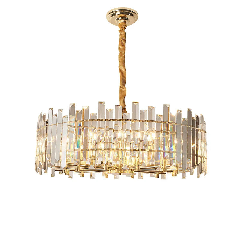 Afralia™ Crystal Round Chandelier Gold LED Modern Lustres for Living Room