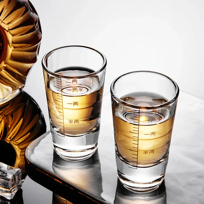 Afralia™ Glass Spirit Set - Graduated Line Brandy Cups, Transparent Liquor Drinking Glasses
