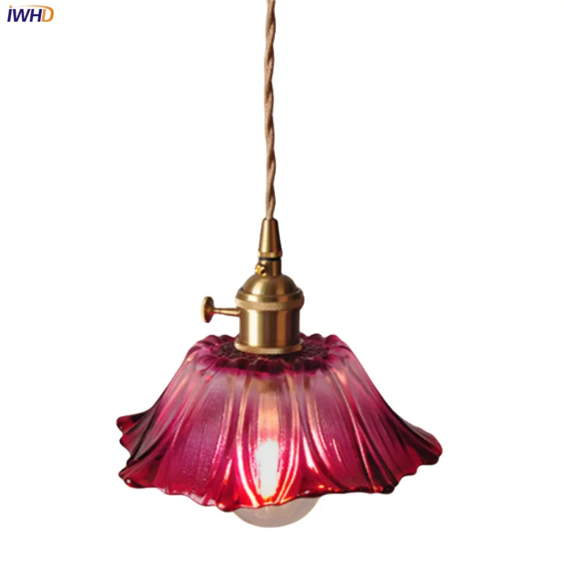 Afralia™ Purple Flower Glass LED Pendant Lamp - Modern Hanging Light