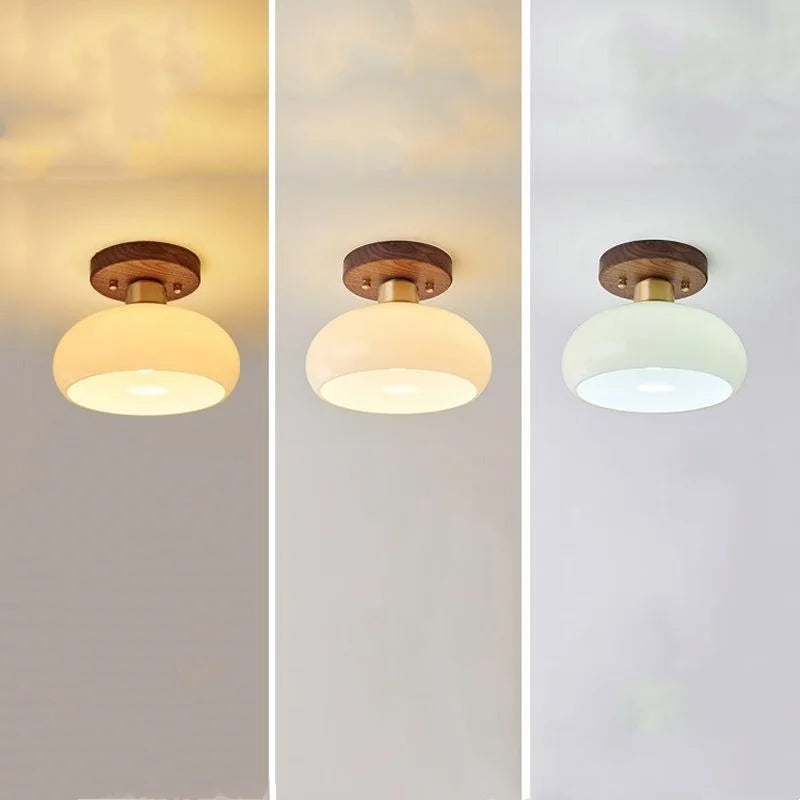 Afralia™ Walnut Copper LED Ceiling Light Modern Home Lighting Luminaria