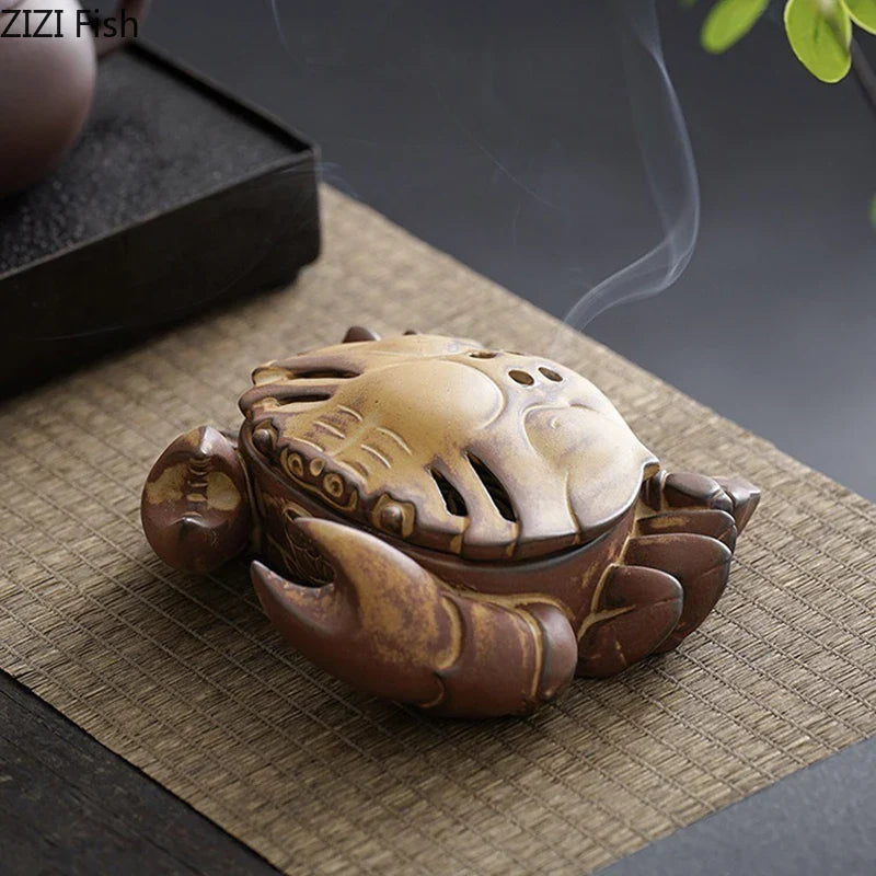 Afralia™ Crab Ceramic Incense Burner Aromatherapy Diffuser Ash Plate Home Aroma Container