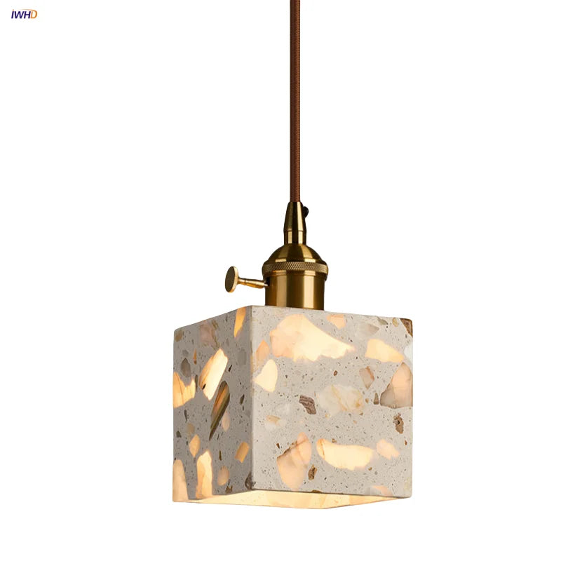 Afralia™ Terrazzo Stone LED Pendant Lamp: Modern Nordic Aluminum Lighting for Home Decor