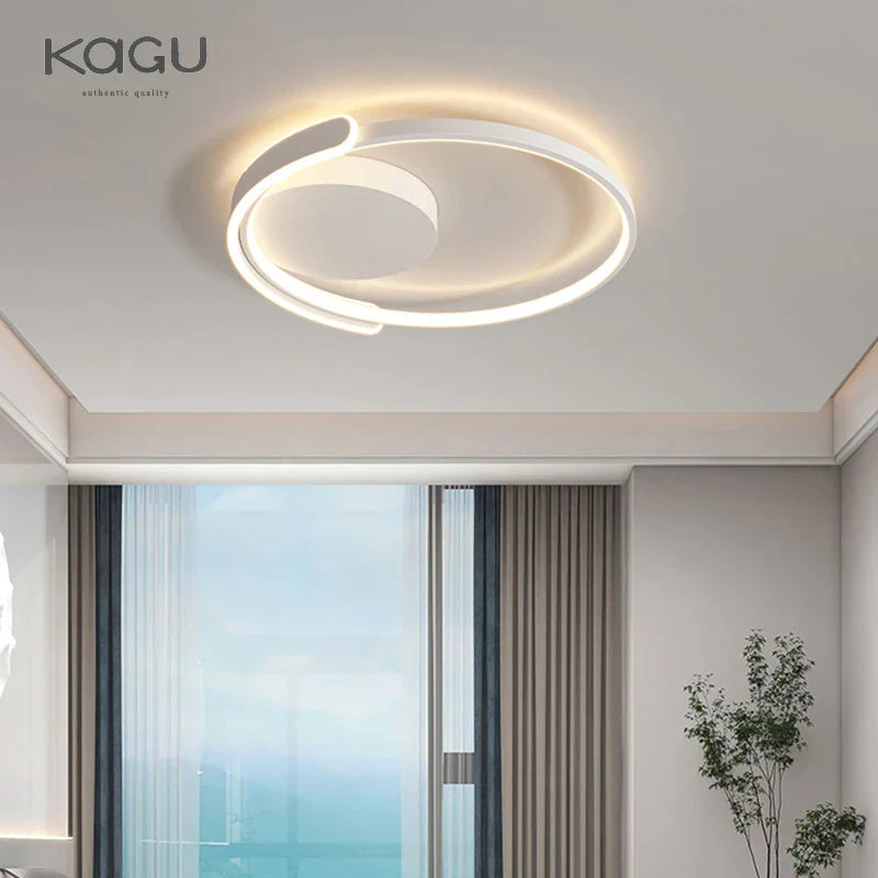 Afralia™ Modern LED Chandelier Living Room Kitchen Lamp Black Chrome Fixture