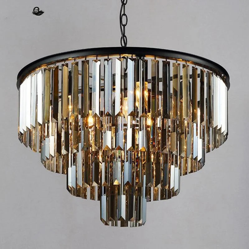 Afralia™ Smoky Gray Crystal Chandelier | Elegant K9 Crystal Suspension for Hospitality Settings