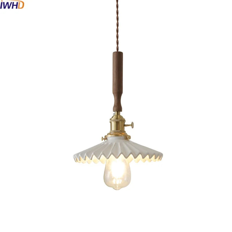 Afralia™ Copper Ceramic LED Pendant Light with Knob Switch - 4w Bulb & Lamparas Colgante