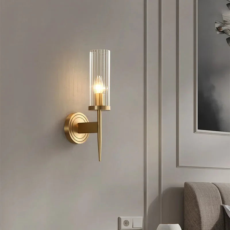 Afralia™ Nordic Copper Gold Wall Lamp for Home Bedroom Living Room