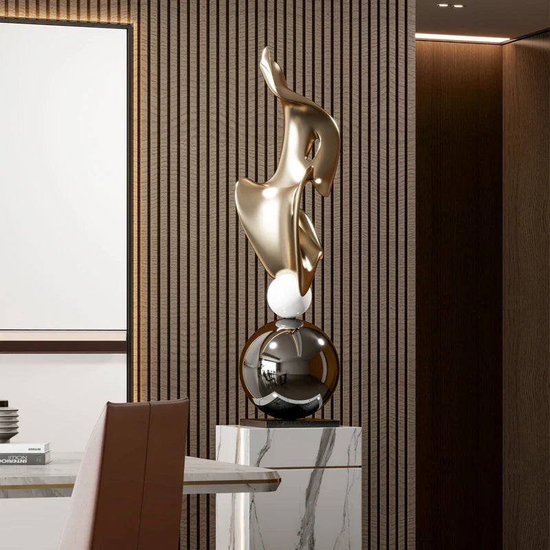 Afralia™ Geometric Electroplating Art Sculpture for Modern Luxury Home Decor