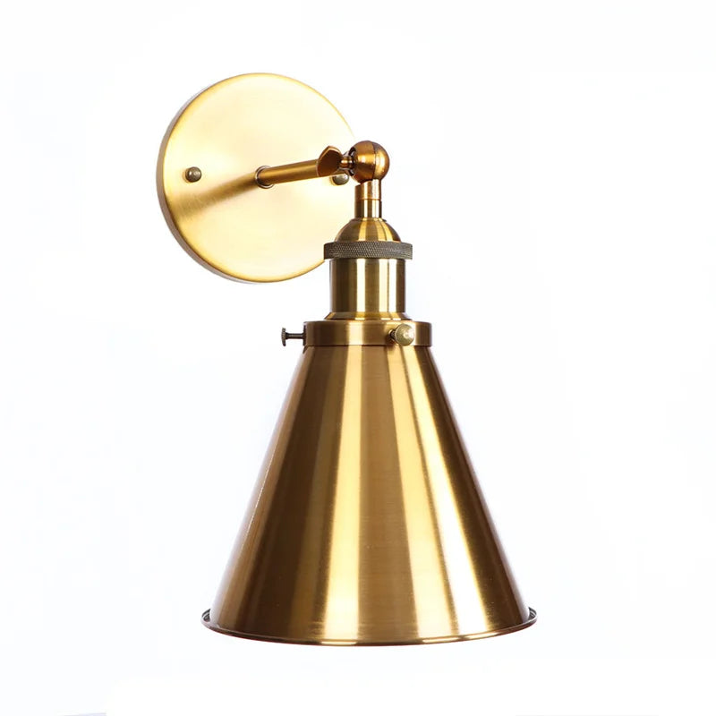 Afralia™ Vintage Industrial Gold Wall Lamp for Restaurant Coffee Bar Stair Bedroom Loft