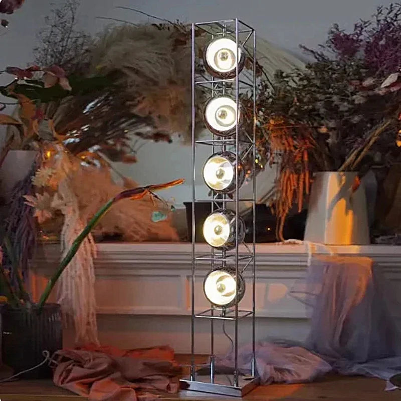 Afralia™ Spherical Metal Floor Lamp with Shelves: Modern Chrome Atmosphere Lighting for Home