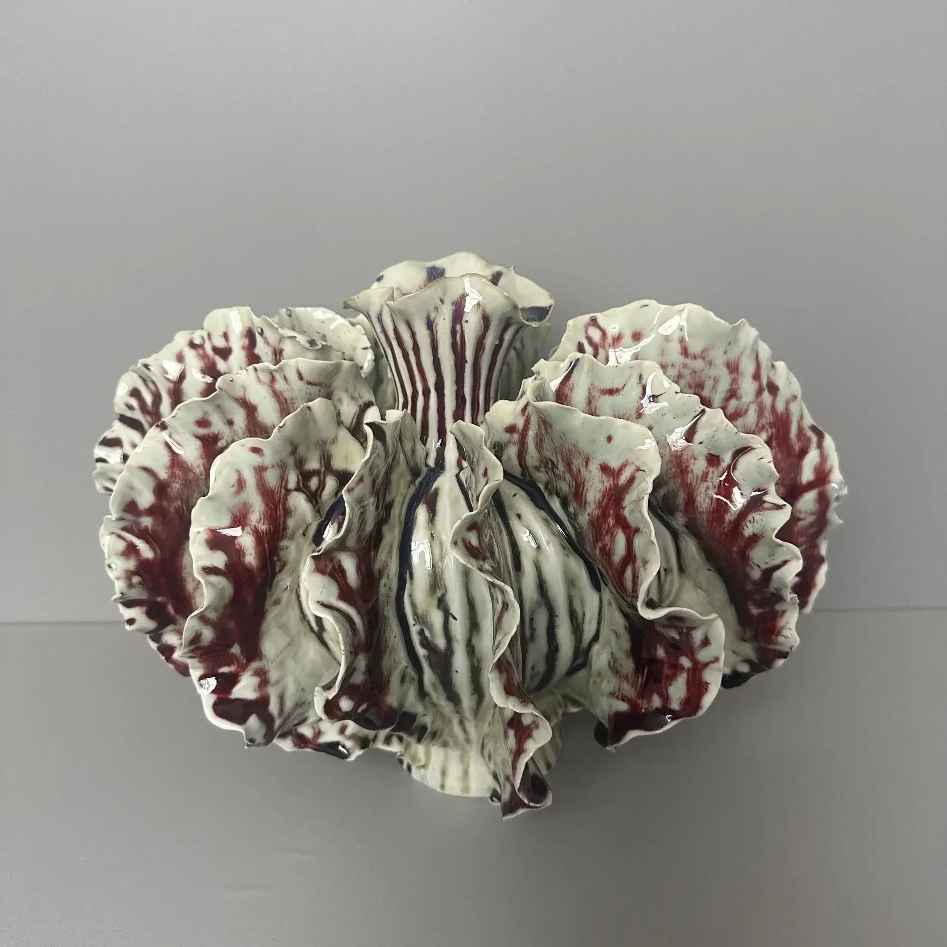 Afralia™ Handmade Ceramic Bud Vase Home Decor Flower Petal Irregular Fold Ornament