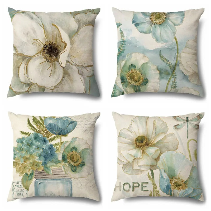 Afralia™ Rose Butterfly Print Cotton Linen Pillowcase for Modern Living Room Decor
