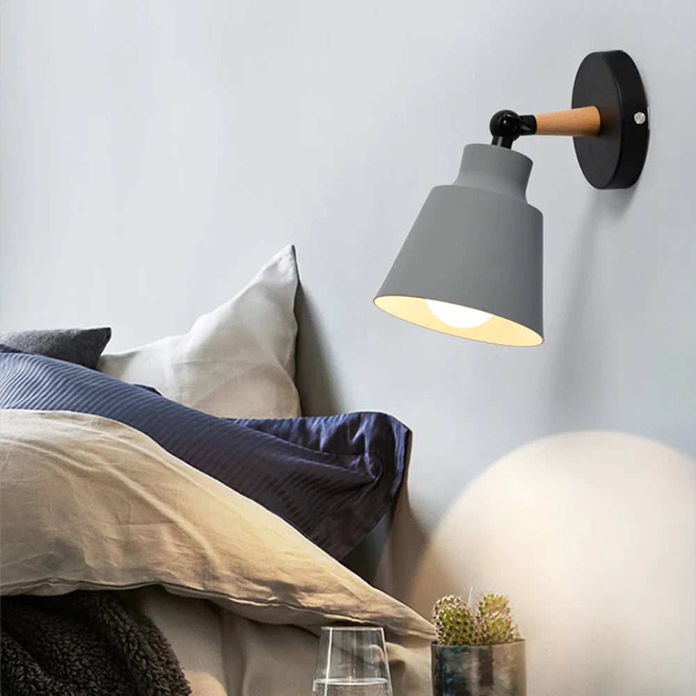 Afralia™ Wooden Wall Sconce Nordic Bedside Lamp E27 Modern LED Light for Home Indoor
