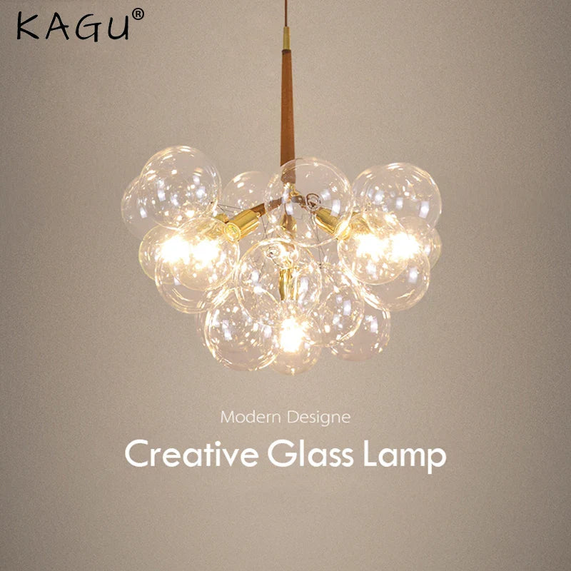 Nordic Glass Chandelier Ceiling Pendant Light by Afralia™. Luxe Home Decor Fixture for Living Room and Bedroom.