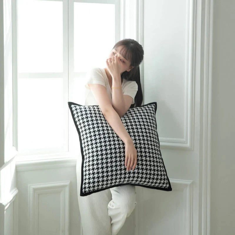 Afralia™ Houndstooth Jacquard Pillowcase 45X45CM – Nordic Simple Decorative Throw Pillow Cover