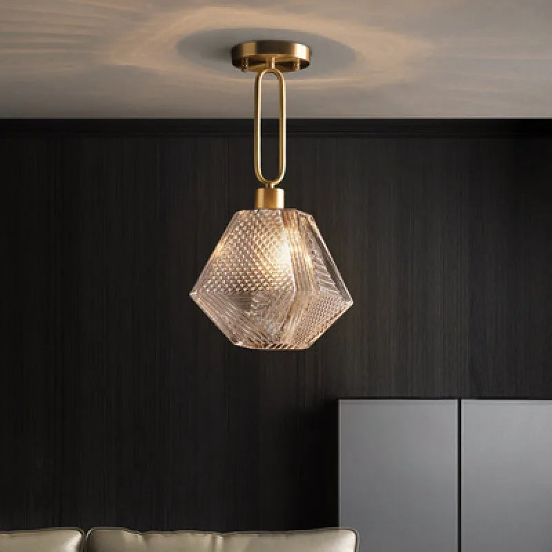 Afralia™ Diamond Glass Pendant Lamp for Modern Living Room Decor