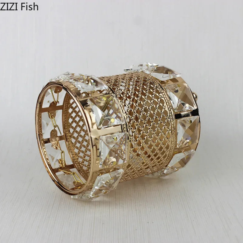 Afralia™ Gold Plated Hollow Glass Jar: Elegant Makeup Brush & Pen Holder