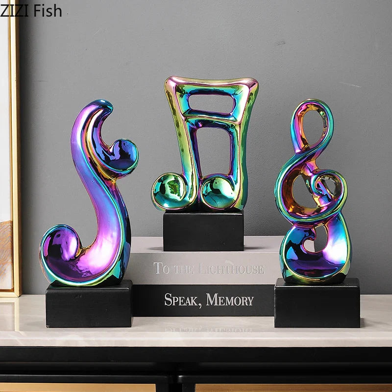 Afralia™ Musical Note Ceramic Statue Desk Decoration - Room Aesthetic Decor