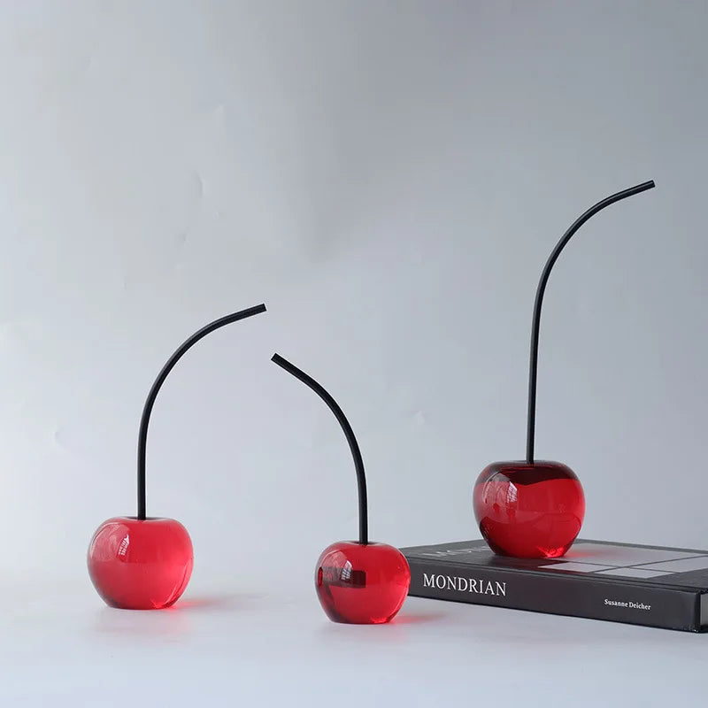 Afralia™ Red Cherry Apple Ornament Home Decoration Accessory