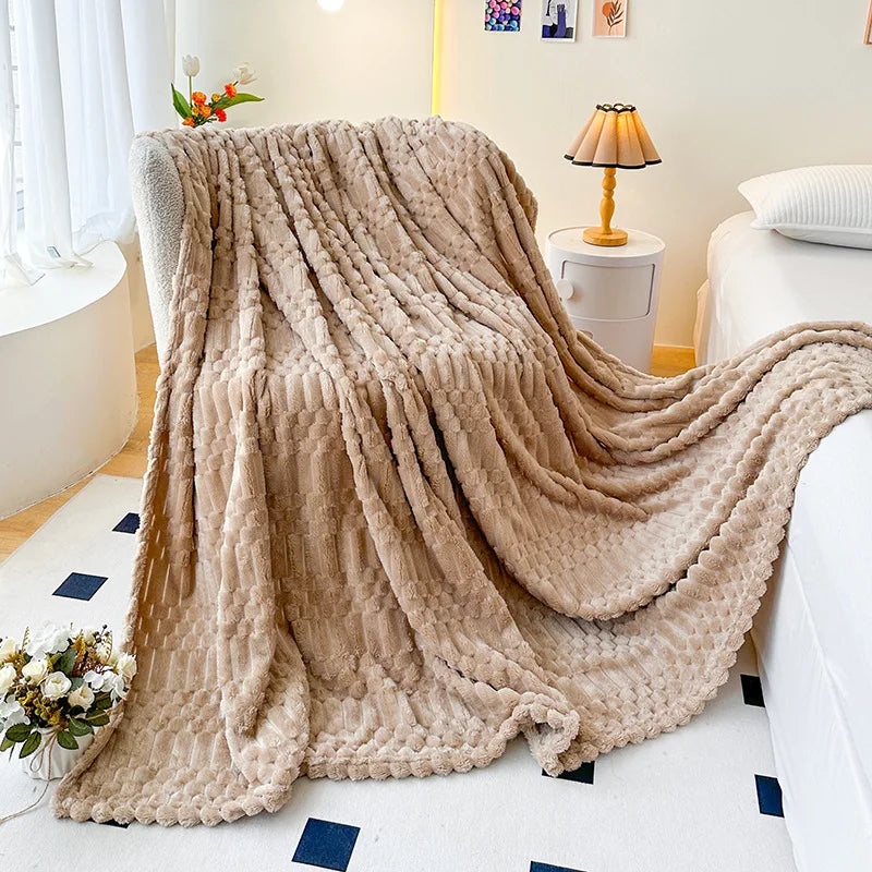 Afralia™ Flannel Sofa Cover Blanket | Soft Nordic Style for Single Double Beds
