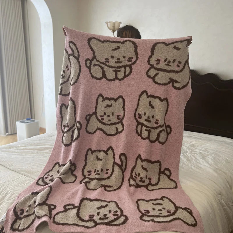Afralia™ Cute Cartoon Half Flannel Blanket
