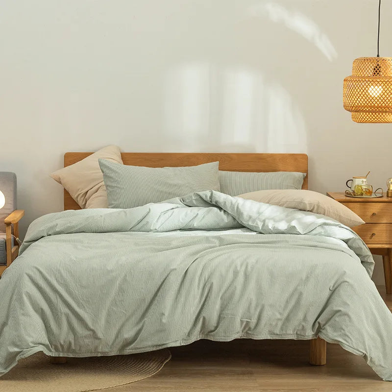 Afralia™ Luxury Cotton Bedding Sets: Soft & Breathable Striped Home Textile Collection