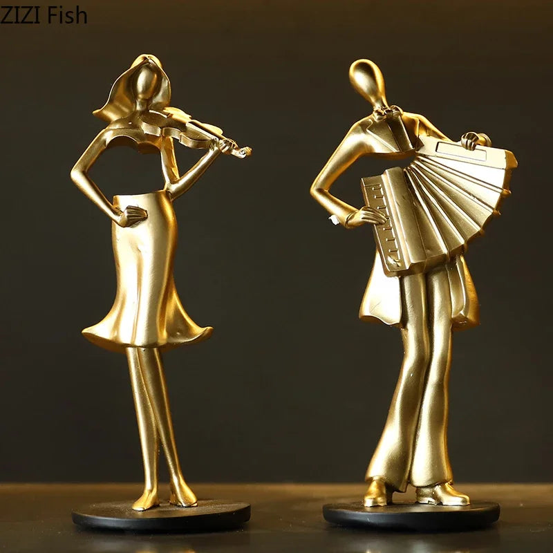 Afralia™ Accordion Musician Resin Sculpture for Aesthetic Room Decor