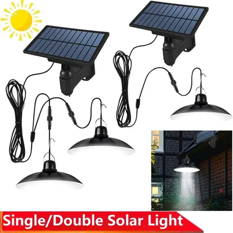 Afralia™ Double-head Solar Pendant Light with Remote Control for Indoor and Outdoor Decor