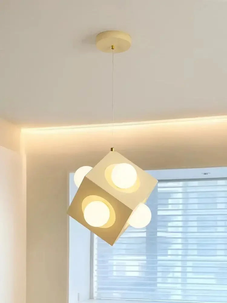 Afralia™ Minimalist Square Chandelier Dining Room Lamp Online Celebrity Light Luxe Designer